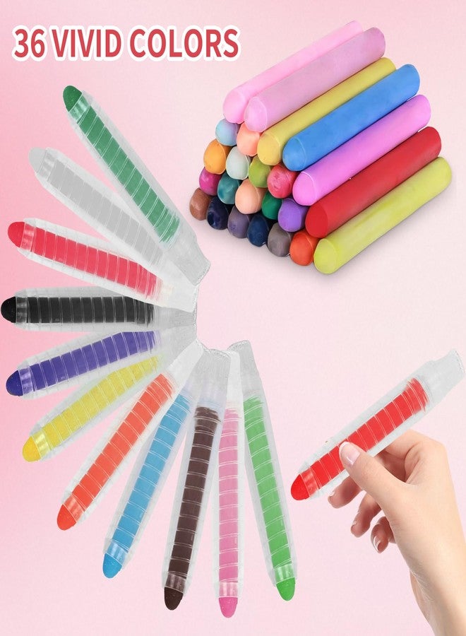 Zhenbuco Dustless Chalk for Kids - 36 PCS Colored Non-toxic Twistable Valentines Sidewalk Chalk with Holder, Dust-free Washable Toddler Chalk, Art Tool for Children Outdoor Blackboard Drawing Writing - Image 2